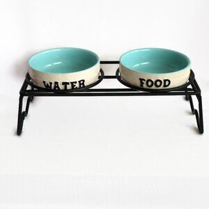 Small Pet Dishes, Water/Food Dish, Pet dishes in Stand, Elevated Dog/Cat Bowls